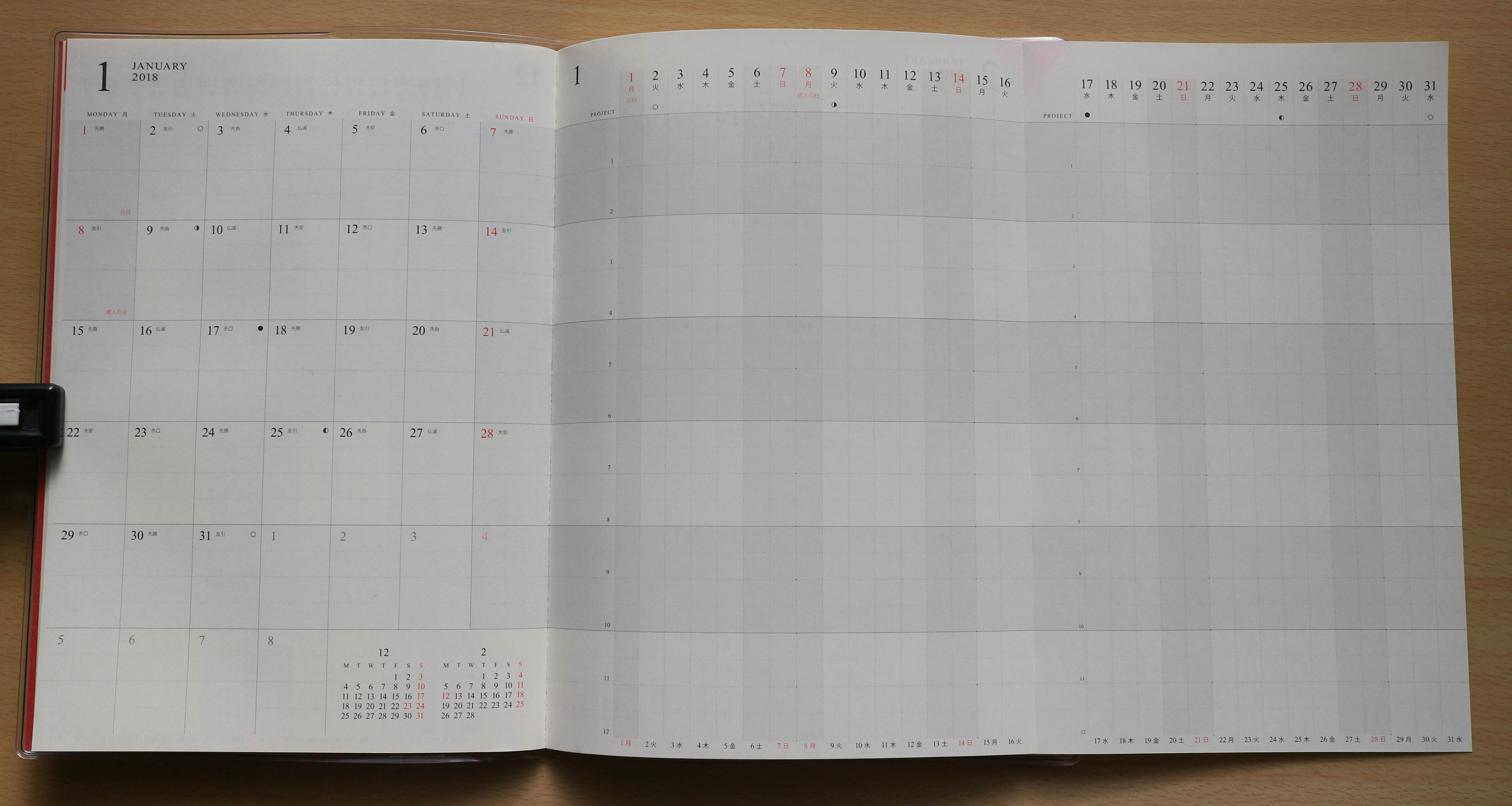 レビュー 見開きでカレンダーとガントチャートを眺められる G B Planner Browndots